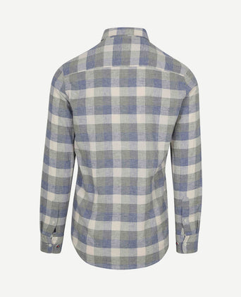 Shirt picton linnen blend ruit blauw