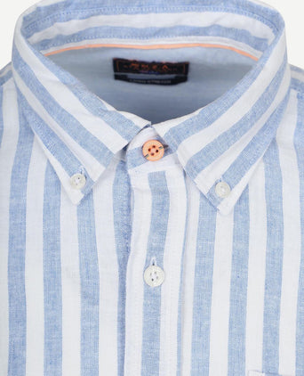 Shirt picton linnen blend streep blauw