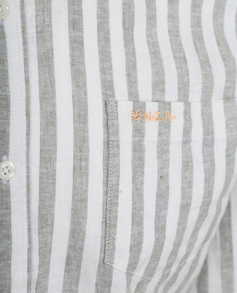 Shirt picton linnen blend streep groen