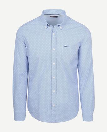Shirt tuki jacquard print blauw