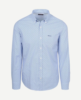 Shirt tuki jacquard print blauw
