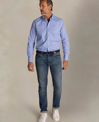 Shirt tuki jacquard print blauw