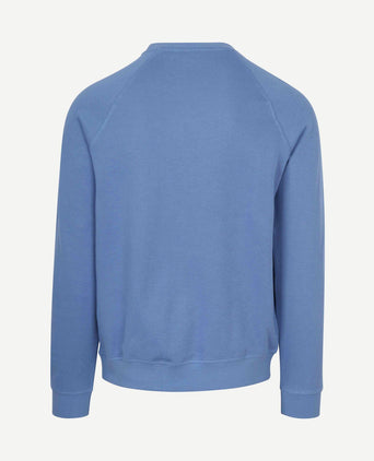Sweater french rib logo blauw