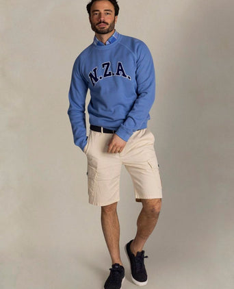 Sweater french rib logo blauw