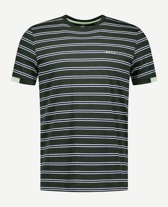 NZA t-shirt noel stripes forest green