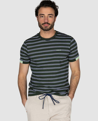 NZA t-shirt noel stripes forest green