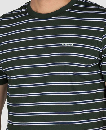 NZA t-shirt noel stripes forest green
