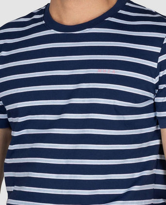 NZA t-shirt noel stripes light donkerblauw