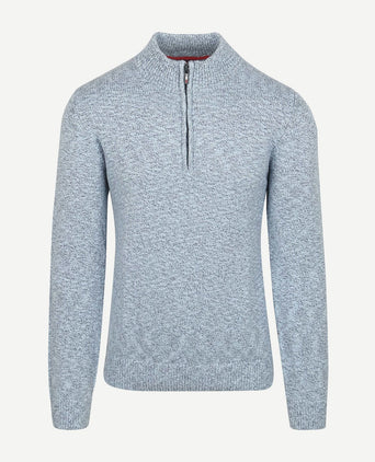 Trui halve rits thames milton slub blauw