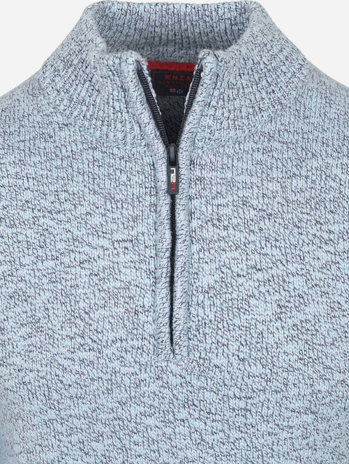 Trui halve rits thames milton slub blauw