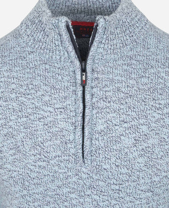 Trui halve rits thames milton slub blauw