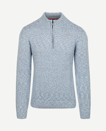 Trui halve rits thames milton slub blauw