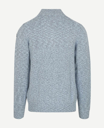 Trui halve rits thames milton slub blauw