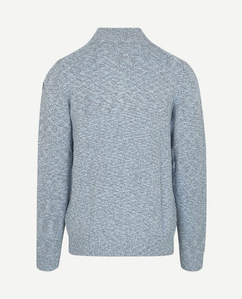 Trui halve rits thames milton slub blauw