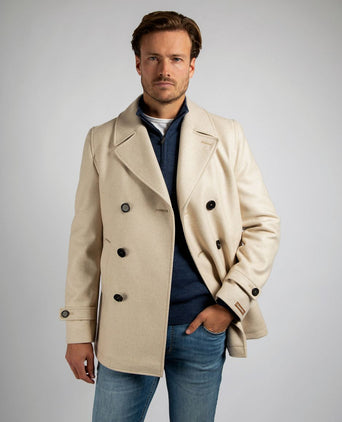 Coat caban wol blend ecru