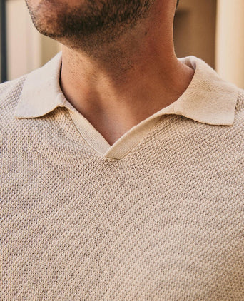 Polo riva bean linen cotton sand