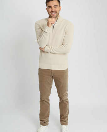 halve rits pullover boiled wool ecru