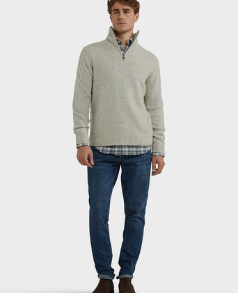 halve rits trui lamswol blend ecru