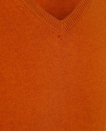 Trui cotton cashmere v-hals oranje