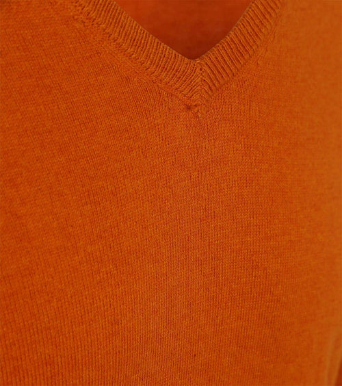 Trui cotton cashmere v-hals oranje