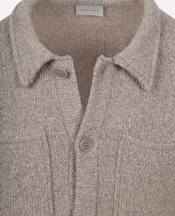 Cardigan boiled wool taupe