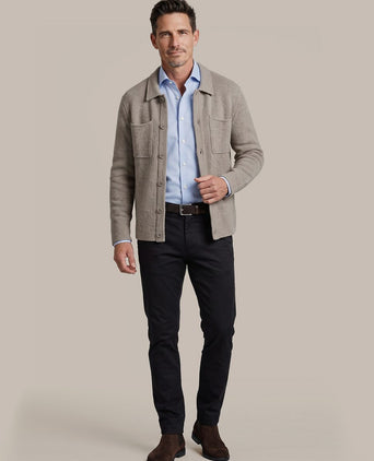 Cardigan boiled wool taupe