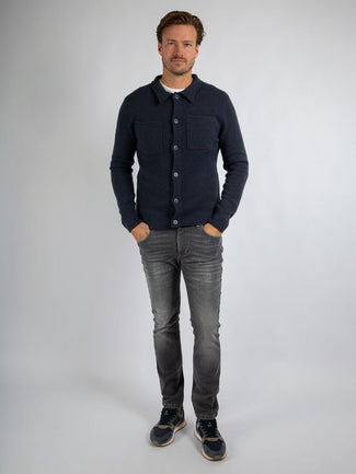 Cardigan boiled wool blauw Cardigan boiled wool blauw