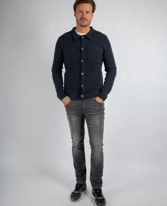Cardigan boiled wool blauw