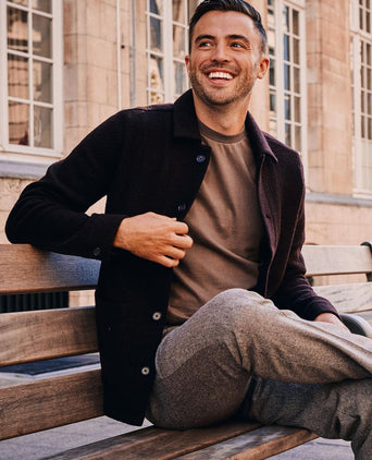 Overshirt wool bouclé bruin