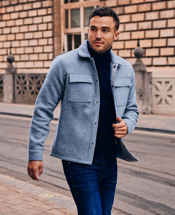 Overshirt wool blend blauw