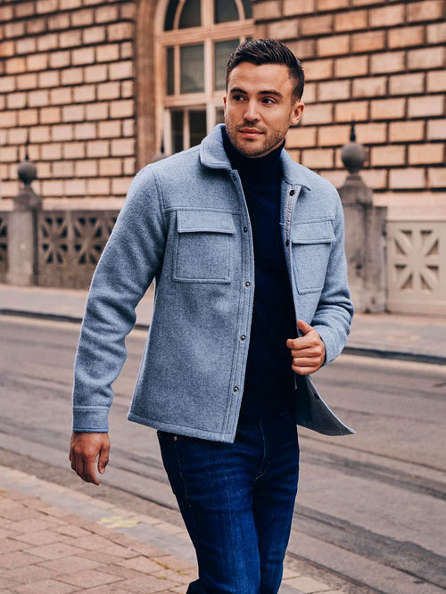 Overshirt wool blend blauw