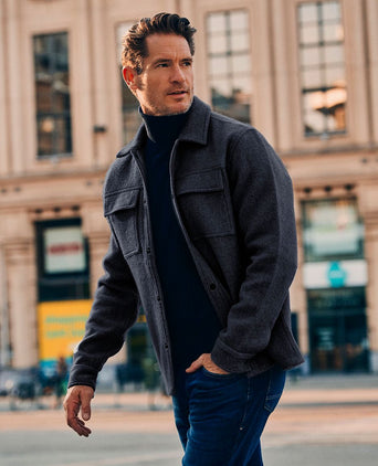 Overshirt wool blend donkerblauw