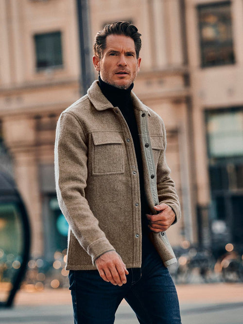 Suitable overshirt wool blend beige | Regular-fit