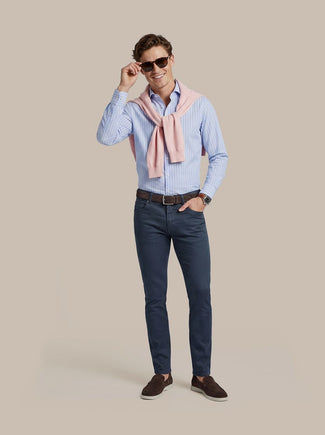 Broek bruno structured donkerblauw Broek bruno structured donkerblauw