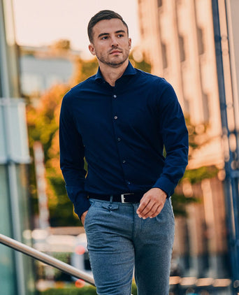 Suitable chino Pico pleat flanel grijs