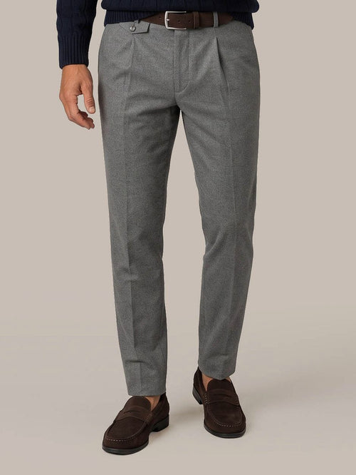 Chino Pico pleat flanel grijs
