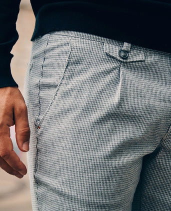 Suitable chino Pico pleat flanel print grijs