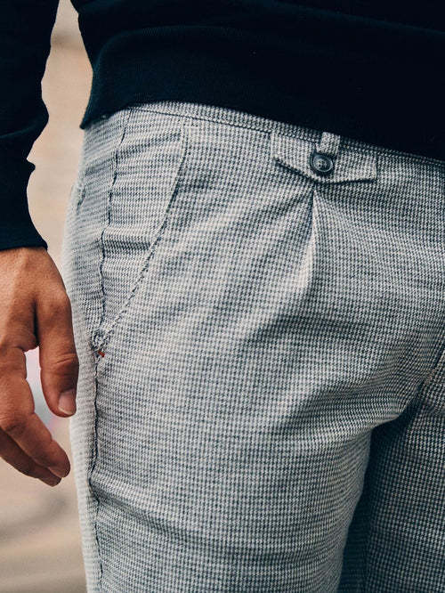 Suitable chino Pico pleat flanel print grijs