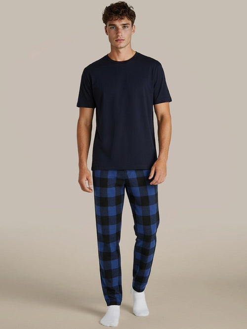 Loungebroek ruit blauw