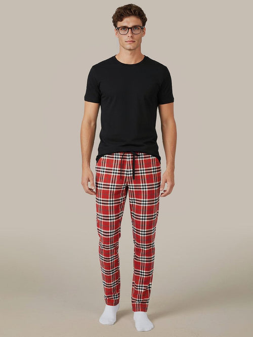 Loungebroek ruit rood