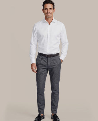 Chino Pico pleat donkerblauw