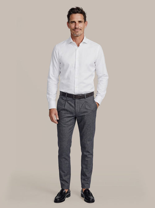Chino Pico pleat donkerblauw