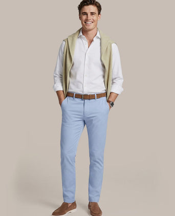 Chino portsmouth poplin lichtblauw