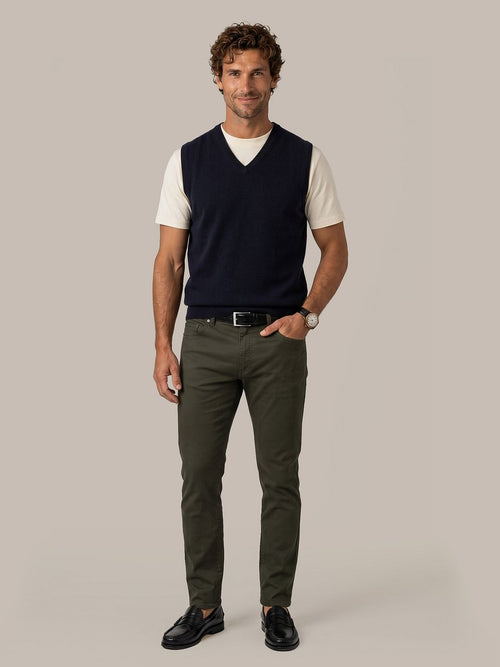 Broek 5-pocket johnson waffle donkergroen