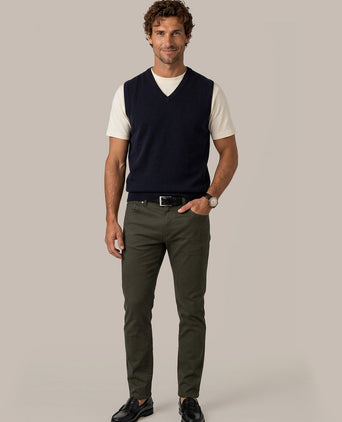 Broek 5-pocket johnson waffle donkergroen
