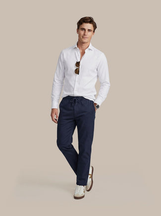 Chicago chino linen donkerblauw Chicago chino linen donkerblauw