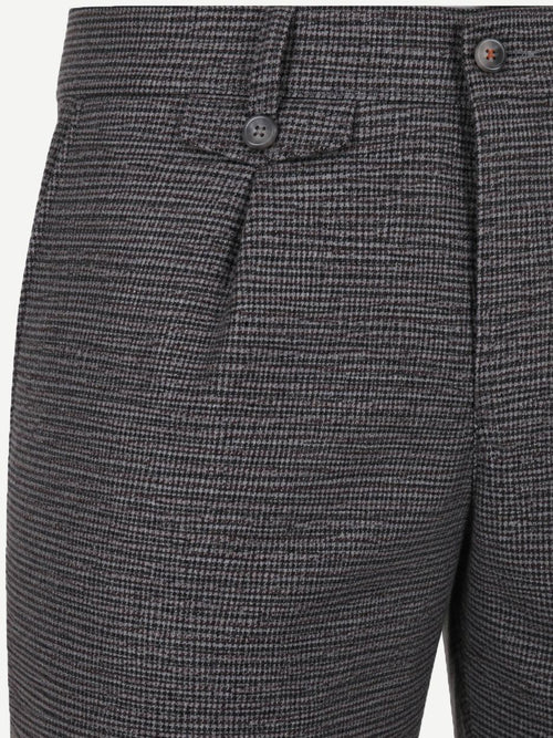 Chino Pico pleat pepita donkerblauw bruin