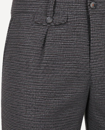 Chino Pico pleat pepita donkerblauw bruin