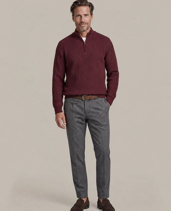 Chino Pico pleat pepita donkerblauw bruin