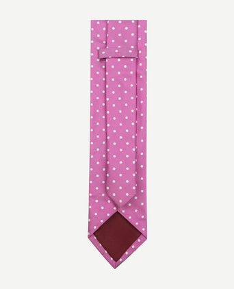 Zijde stropdas stippen magenta